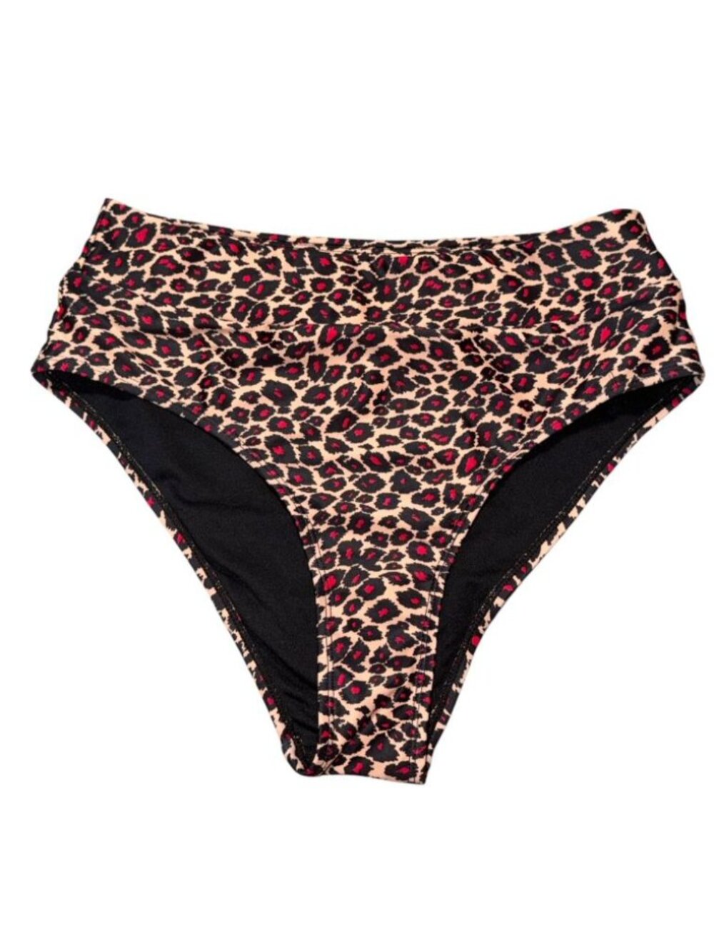 Shekini Leopard Print Bikini Bottoms Size M High Rise Swim Bottoms